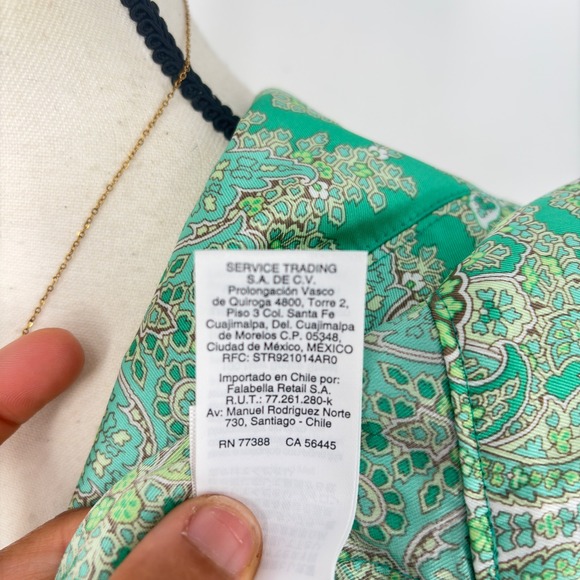 J. Crew Collection Green Paisley Print Button Down Long Sleeve Top XXS‎ - Picture 10 of 11